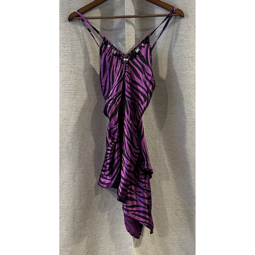 Vintage Y2K Animal Print Halter Top Mini Dress Party Whimsygoth Vamp Club Size M